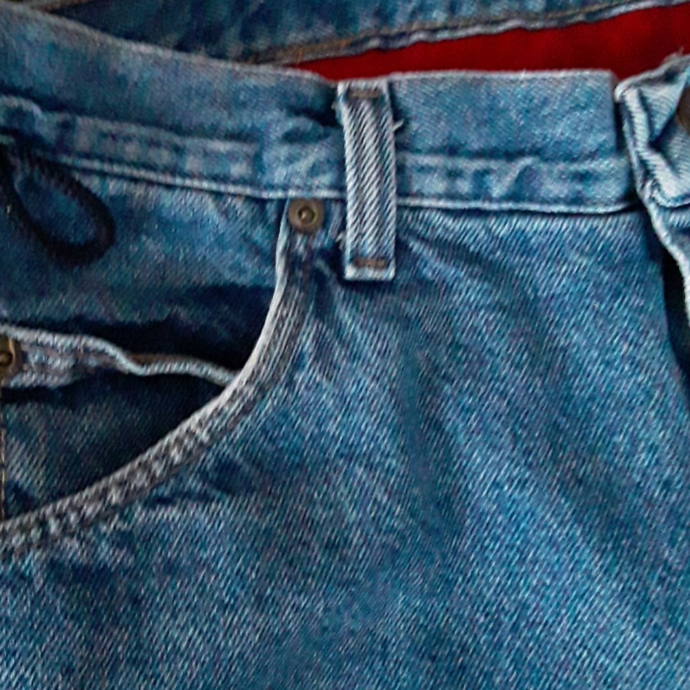 👖 Wrangler RED FLEECE LINED JEANS BIG PATCH 36 X 32 - Picture 5 of 15